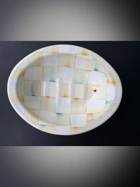 Mackenzie-Childs Parchment Check Enamel Soap Dish